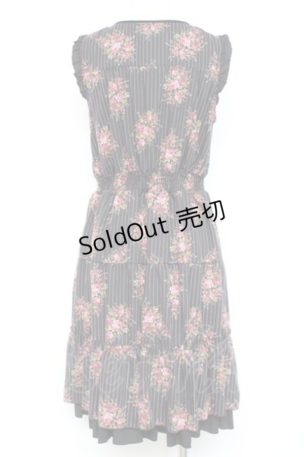 画像2: axes femme / ピンスト×花柄ワンピース M 黒 Y-26-02-19-120-AX-OP-SZ-ZY (2)