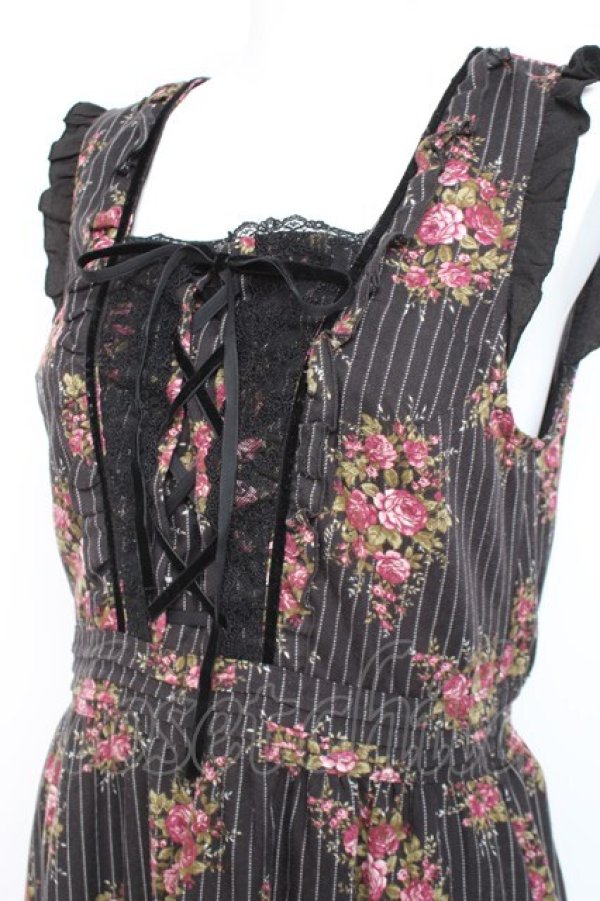 画像3: axes femme / ピンスト×花柄ワンピース M 黒 Y-26-02-19-120-AX-OP-SZ-ZY (3)