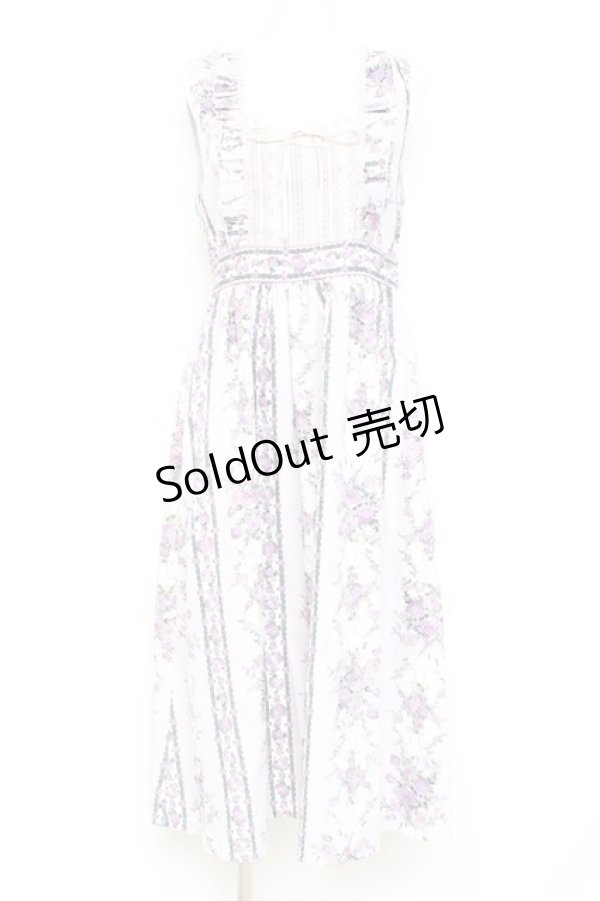 画像1: axes femme / 薔薇ストライプロングワンピース  ラベンダー Y-26-02-19-122-AX-OP-SZ-ZY (1)