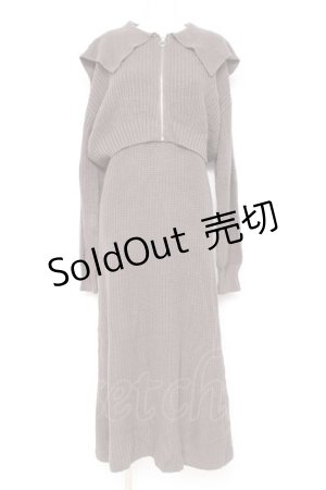 画像: axes femme / ジップ付きニット×ニットワンピース F チャコール Y-26-02-19-127-AX-OP-SZ-ZT0303T