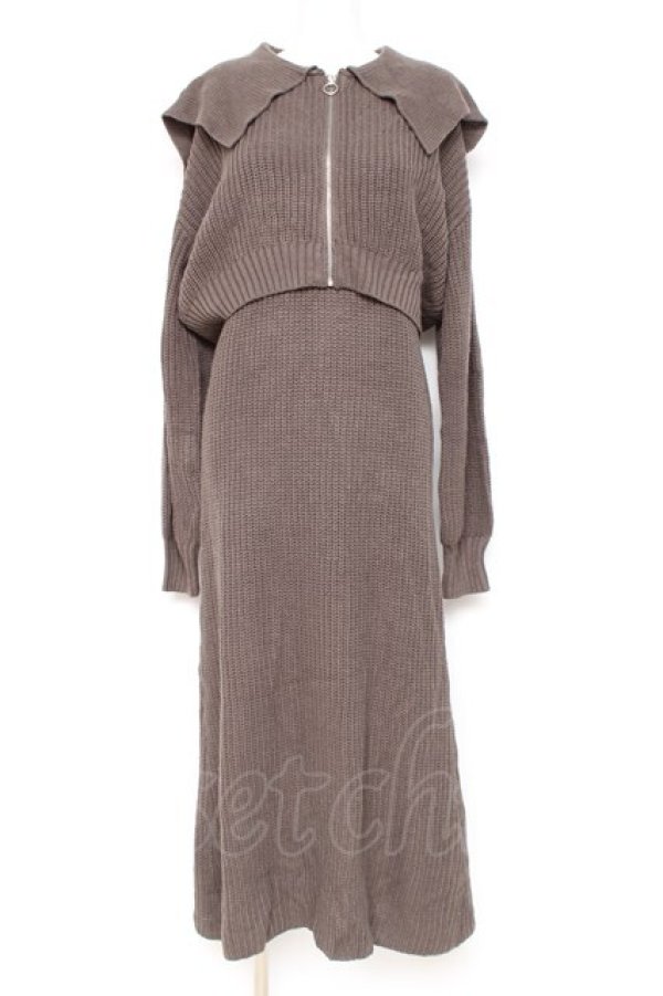 画像1: axes femme / ジップ付きニット×ニットワンピース F チャコール Y-26-02-19-127-AX-OP-SZ-ZY (1)
