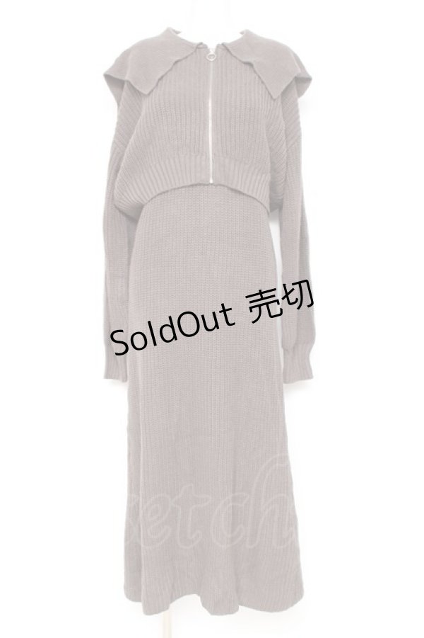画像1: axes femme / ジップ付きニット×ニットワンピース F チャコール Y-26-02-19-127-AX-OP-SZ-ZT0303T (1)