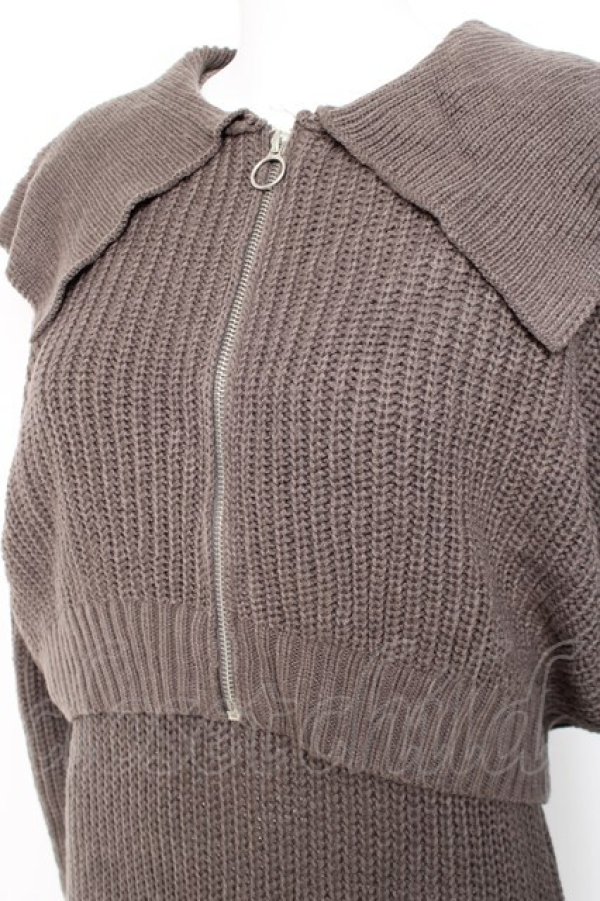 画像3: axes femme / ジップ付きニット×ニットワンピース F チャコール Y-26-02-19-127-AX-OP-SZ-ZY (3)