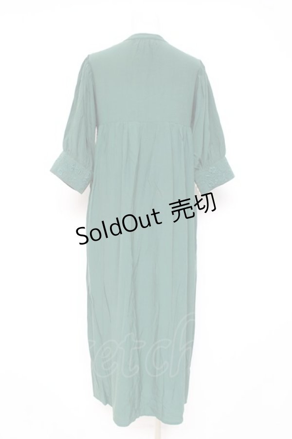画像2: axes femme POETIQUE / フラワー刺繍エンパイアワンピース M グリーン Y-26-02-19-129-AX-OP-SZ-ZS (2)