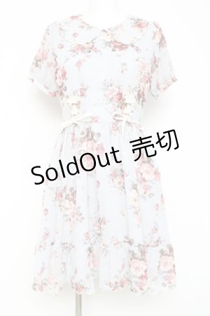 画像: axes femme POETIQUE / 花柄スカラップ襟半袖ワンピース Ｍ サックス Y-26-02-19-130-AX-OP-SZ-ZY