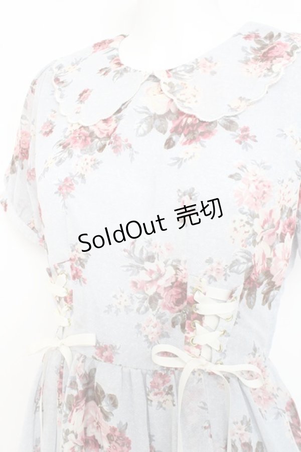 画像3: axes femme POETIQUE / 花柄スカラップ襟半袖ワンピース Ｍ サックス Y-26-02-19-130-AX-OP-SZ-ZY (3)