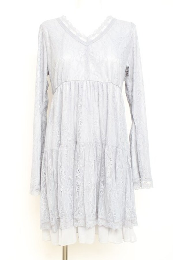 画像5: axes femme POETIQUE / ハーネスベルト付レースワンピース M ブルーグレー Y-26-02-19-132-AX-OP-SZ-ZY (5)