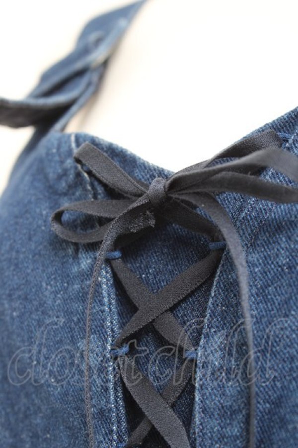 画像4: F i.n.t / フロントレースアップチュールドッキングジャンパースカート F インディゴ Y-26-02-19-133-CA-OP-SZ-ZY (4)