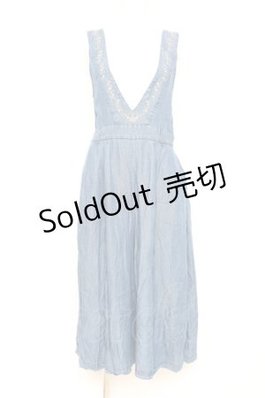 画像: axes femme / バックレースアップ刺繍オールインワン M ブルー Y-26-02-19-134-AX-OP-SZ-ZS