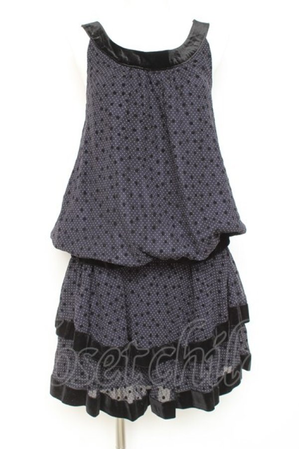 画像1: axes femme / ドットフロッキー柄セットアップ M 紺 Y-26-02-19-135-AX-OP-SZ-ZY (1)