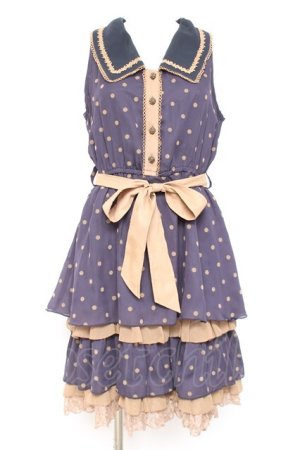 画像: axes femme / ドット柄ワンピース M 紺 Y-26-02-19-136-AX-OP-SZ-ZY