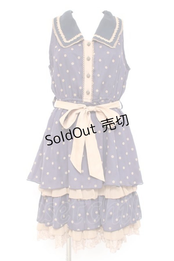 画像1: axes femme / ドット柄ワンピース M 紺 Y-26-02-19-136-AX-OP-SZ-ZY (1)