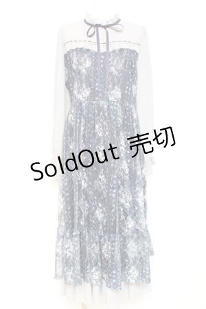 画像: axes femme / フラワープリントレースワンピース F 紺 Y-26-02-19-138-AX-OP-SZ-ZY