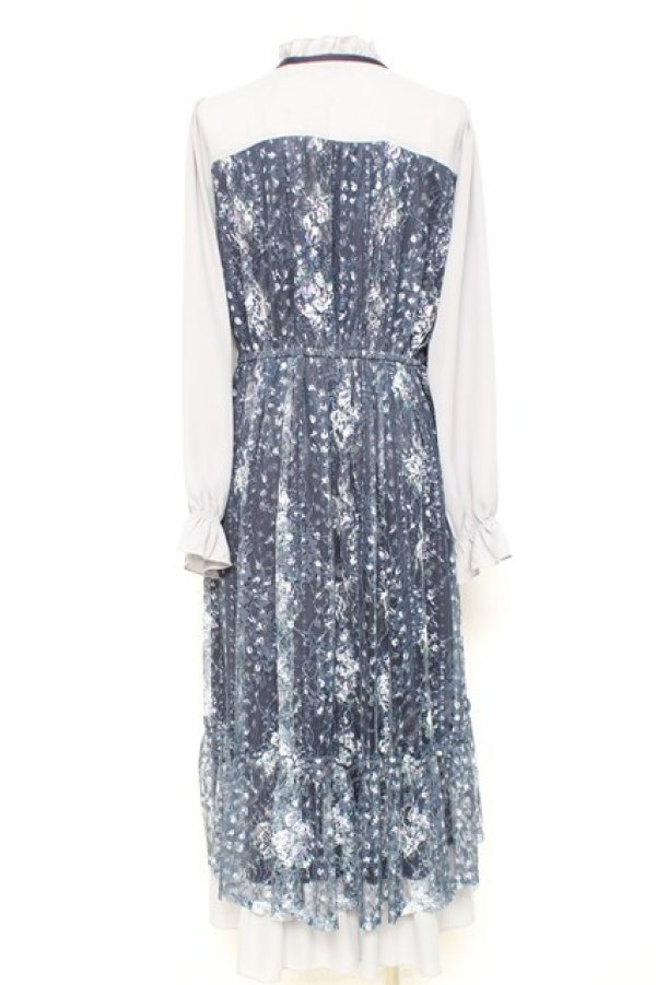 画像2: axes femme / フラワープリントレースワンピース F 紺 Y-26-02-19-138-AX-OP-SZ-ZY (2)