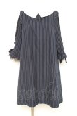 画像1: axes femme / 七分袖サックワンピース M 紺 Y-26-02-19-139-AX-OP-SZ-ZY (1)