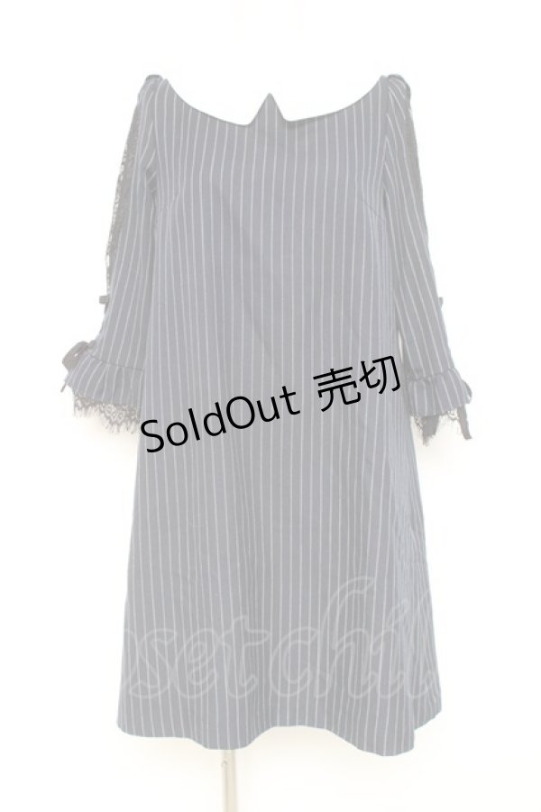 画像1: axes femme / 七分袖サックワンピース M 紺 Y-26-02-19-139-AX-OP-SZ-ZY (1)