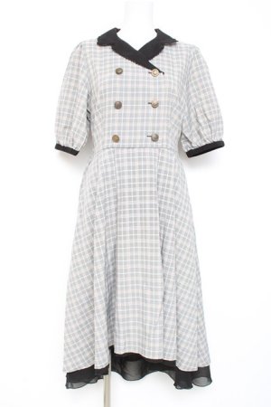 画像: axes femme POETIQUE / ダブル釦フィッシュテールワンピース  グレー Y-26-02-19-140-AX-OP-SZ-ZY