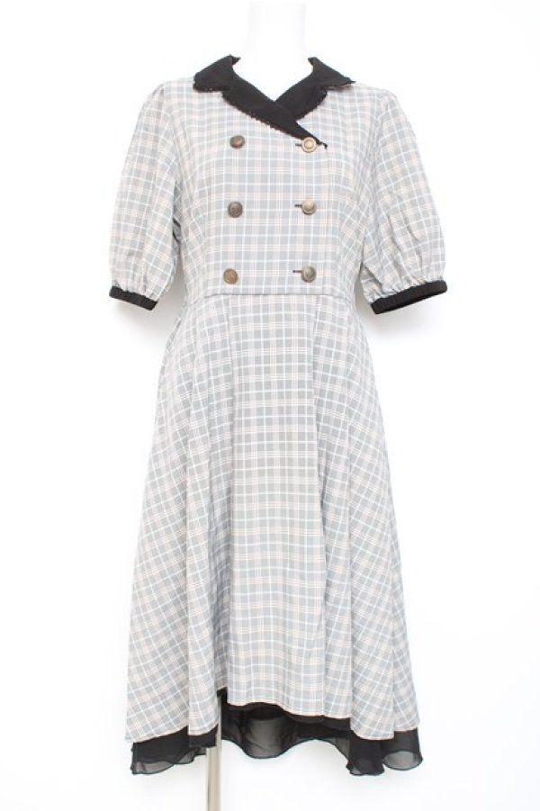 画像1: axes femme POETIQUE / ダブル釦フィッシュテールワンピース  グレー Y-26-02-19-140-AX-OP-SZ-ZY (1)