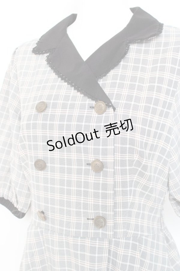 画像3: axes femme POETIQUE / ダブル釦フィッシュテールワンピース  グレー Y-26-02-19-140-AX-OP-SZ-ZY (3)