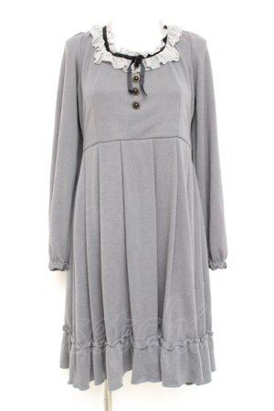 画像: axes femme / ベロアリボンニットワンピース M グレー Y-26-02-19-141-AX-OP-SZ-ZY