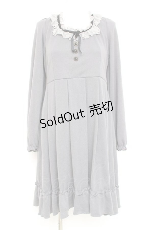 画像1: axes femme / ベロアリボンニットワンピース M グレー Y-26-02-19-141-AX-OP-SZ-ZT0303T (1)