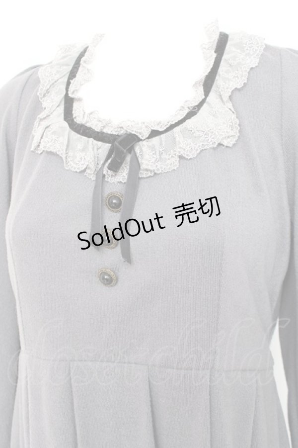 画像3: axes femme / ベロアリボンニットワンピース M グレー Y-26-02-19-141-AX-OP-SZ-ZT0303T (3)