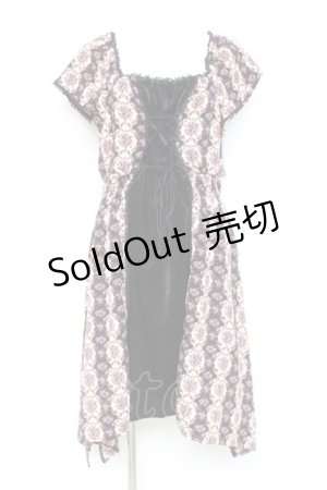 画像: axes femme / フロントベロア花柄ワンピース M 黒 Y-26-02-19-145-AX-OP-SZ-ZI