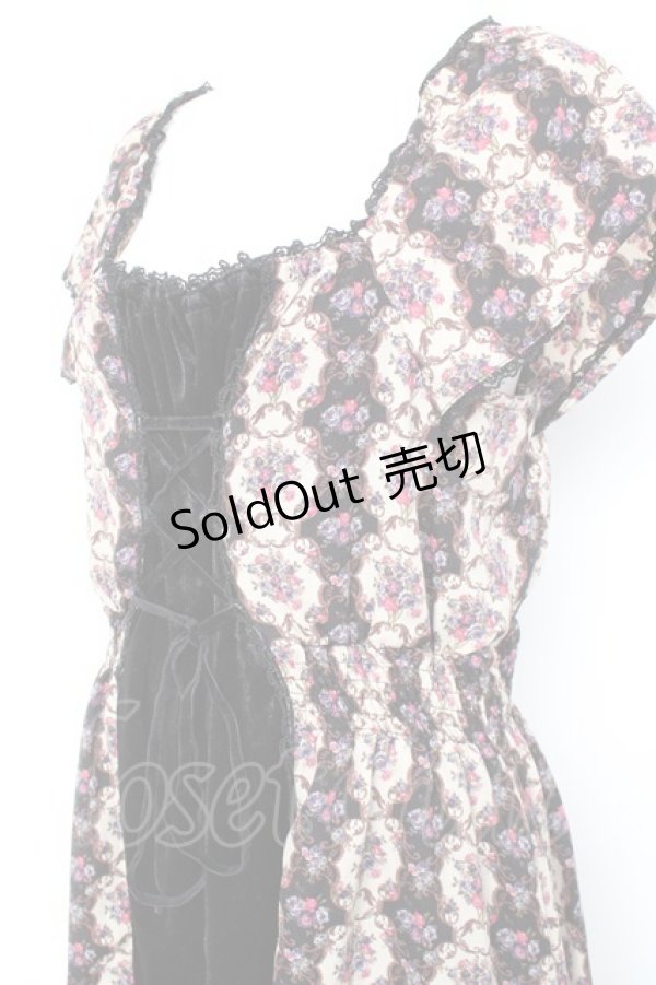 画像3: axes femme / フロントベロア花柄ワンピース M 黒 Y-26-02-19-145-AX-OP-SZ-ZI (3)