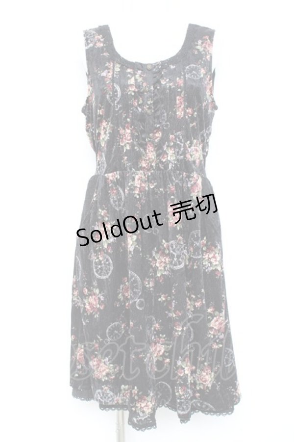 画像1: axes femme / ベロアプリントワンピース M 黒 Y-26-02-19-146-AX-OP-SZ-ZY (1)