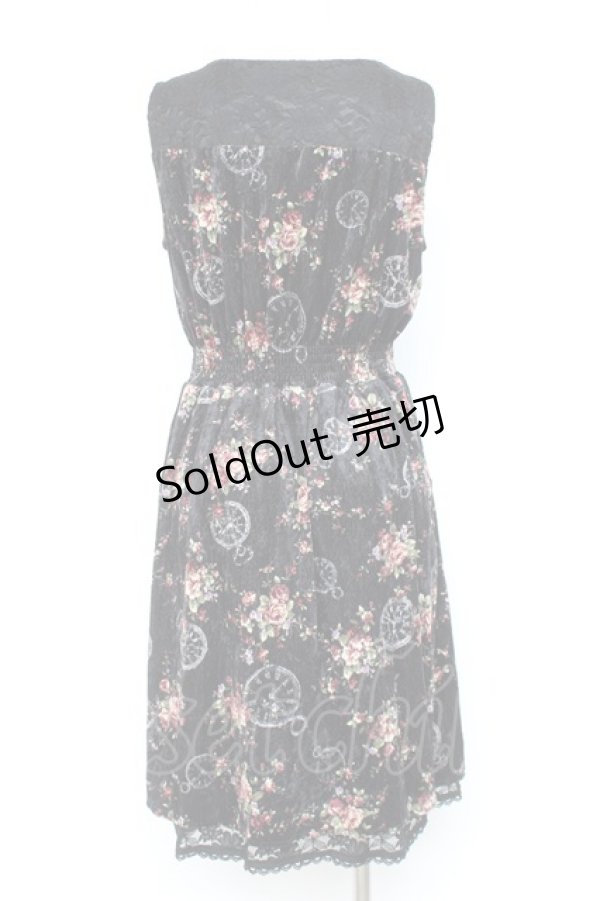 画像2: axes femme / ベロアプリントワンピース M 黒 Y-26-02-19-146-AX-OP-SZ-ZY (2)