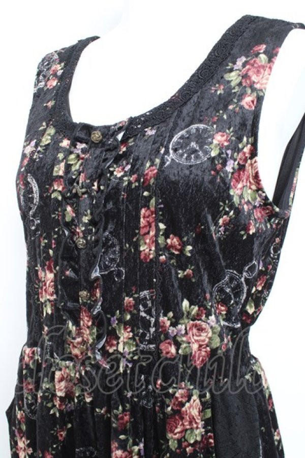 画像3: axes femme / ベロアプリントワンピース M 黒 Y-26-02-19-146-AX-OP-SZ-ZY (3)