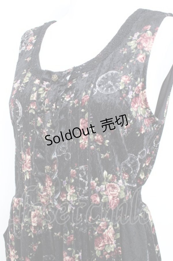 画像3: axes femme / ベロアプリントワンピース M 黒 Y-26-02-19-146-AX-OP-SZ-ZY (3)