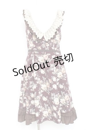 画像: axes femme / 総バラ柄Backリボンワンピース M 茶 Y-26-02-19-147-AX-OP-SZ-ZY