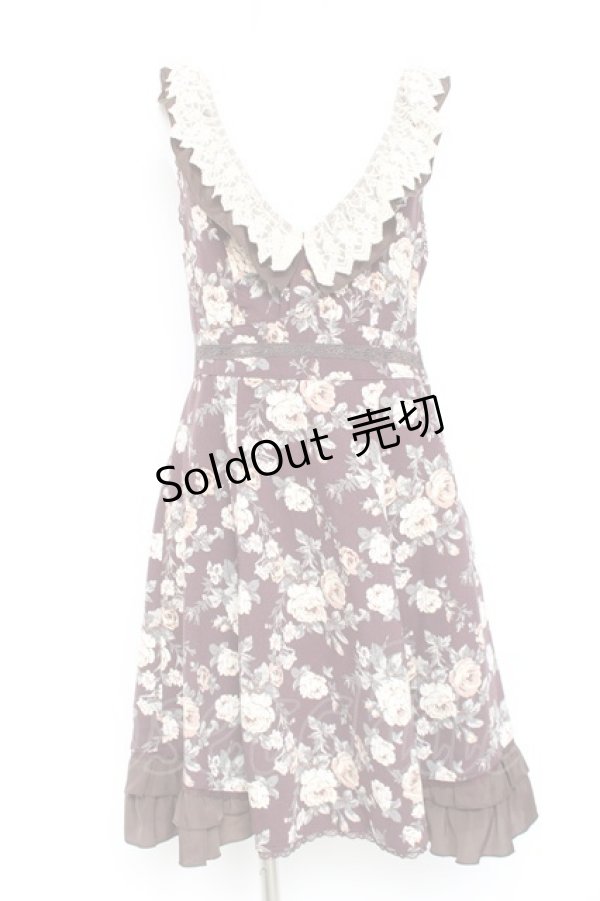 画像1: axes femme / 総バラ柄Backリボンワンピース M 茶 Y-26-02-19-147-AX-OP-SZ-ZY (1)