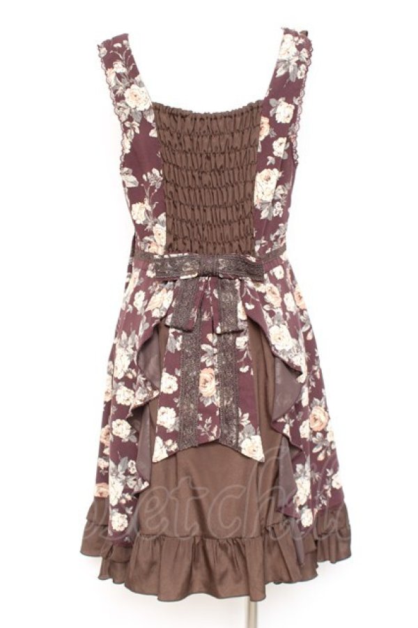 画像2: axes femme / 総バラ柄Backリボンワンピース M 茶 Y-26-02-19-147-AX-OP-SZ-ZY (2)