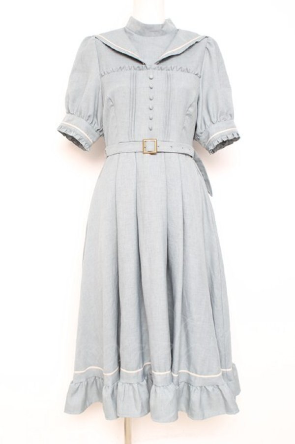 画像1: Kurumi Collaboration / マリンアカデミアワンピース M サックス Y-26-02-19-150-LO-OP-SZ-ZY (1)