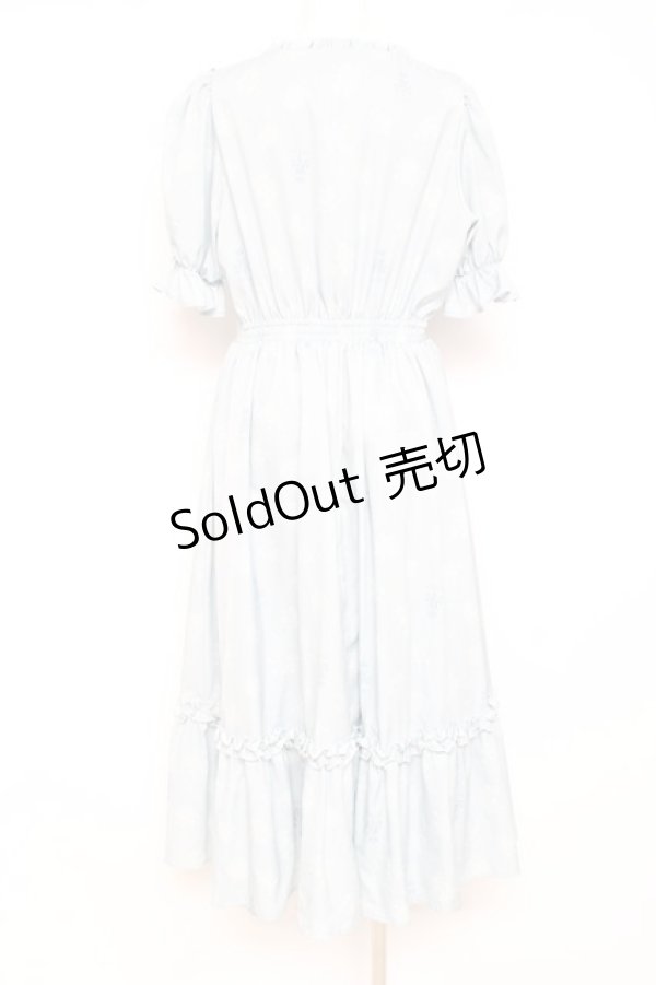 画像2: m petit by misako / NINA'S 花柄スクエアネックワンピース L サックス Y-26-02-19-153-LO-OP-SZ-ZY (2)