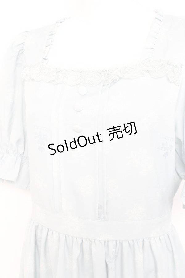 画像3: m petit by misako / NINA'S 花柄スクエアネックワンピース L サックス Y-26-02-19-153-LO-OP-SZ-ZY (3)