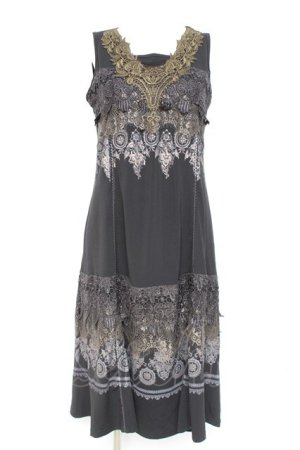 画像: Rozen Kavalier / レースプリントノースリーブワンピース  黒 Y-26-02-19-158-OO-OP-SZ-ZY