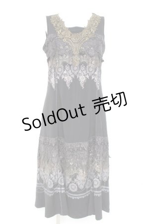 画像: Rozen Kavalier / レースプリントノースリーブワンピース  黒 Y-26-02-19-158-OO-OP-SZ-ZS