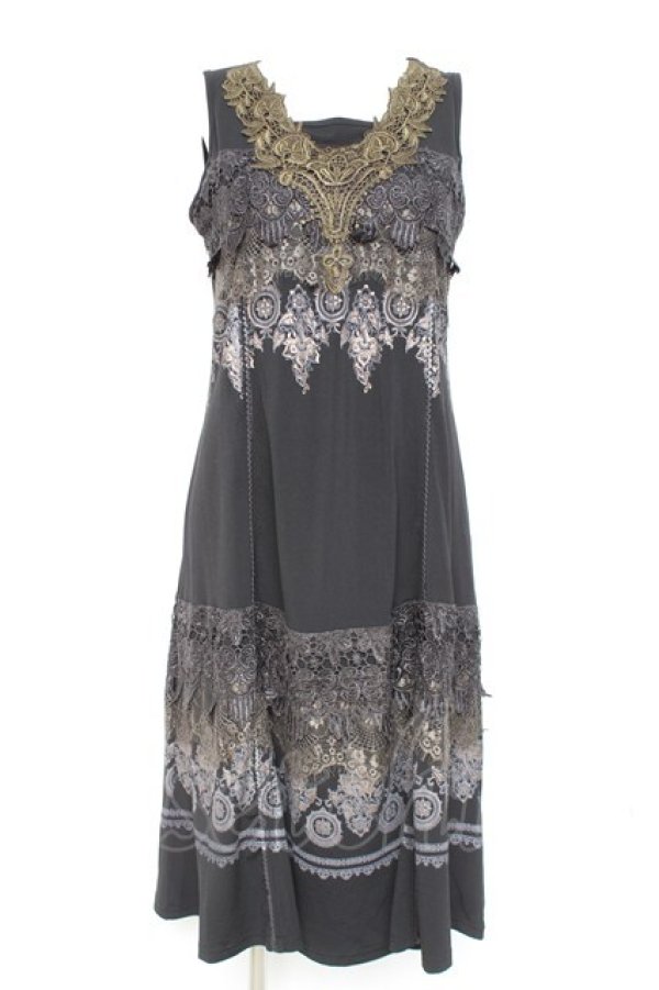 画像1: Rozen Kavalier / レースプリントノースリーブワンピース  黒 Y-26-02-19-158-OO-OP-SZ-ZY (1)