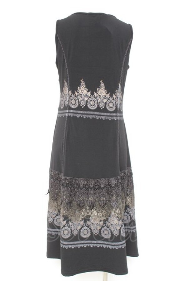 画像2: Rozen Kavalier / レースプリントノースリーブワンピース  黒 Y-26-02-19-158-OO-OP-SZ-ZY (2)