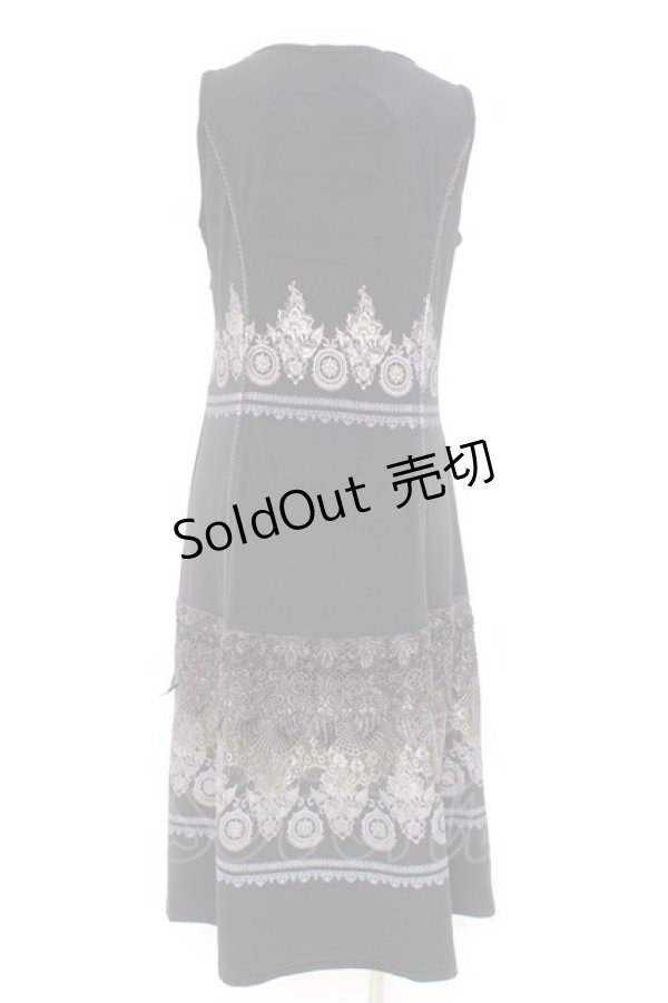 画像2: Rozen Kavalier / レースプリントノースリーブワンピース  黒 Y-26-02-19-158-OO-OP-SZ-ZS (2)