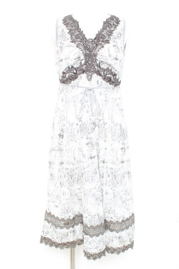 画像1: OZZ ANGELO / レース装飾刺繍ワンピース  グレー Y-26-02-19-161-OO-OP-SZ-ZY (1)