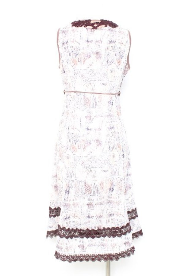 画像2: OZZ ANGELO / レース装飾刺繍ワンピース  ワイン Y-26-02-19-162-OO-OP-SZ-ZY (2)