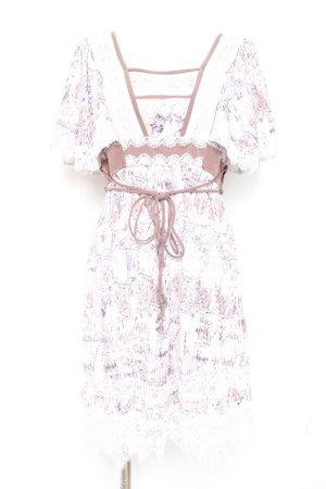 画像: OZZ ANGELO / レース装飾刺繍ワンピース  モーブピンク Y-26-02-19-163-OO-OP-SZ-ZY