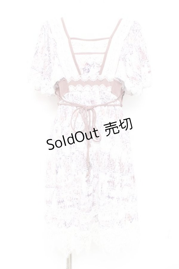 画像1: OZZ ANGELO / レース装飾刺繍ワンピース  モーブピンク Y-26-02-19-163-OO-OP-SZ-ZY (1)