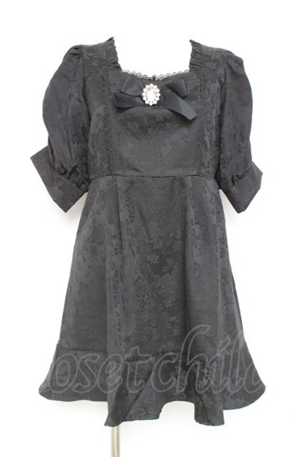 画像1: DearMyLove / ジャガードパワショルビジューワンピース M 黒 Y-26-02-19-165-EL-OP-SZ-ZY (1)