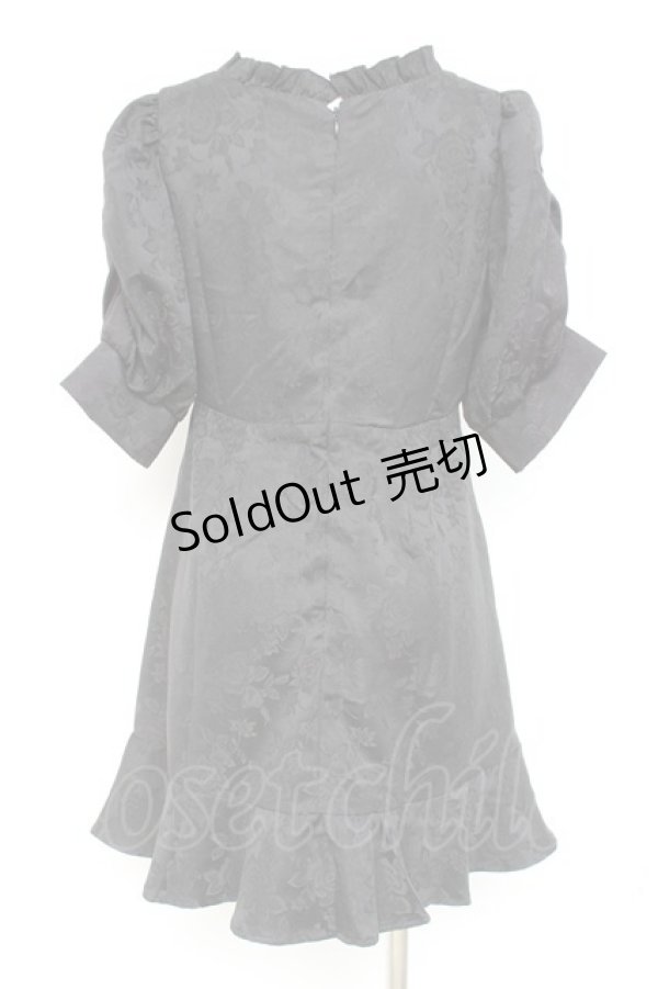 画像2: DearMyLove / ジャガードパワショルビジューワンピース M 黒 Y-26-02-19-165-EL-OP-SZ-ZS (2)