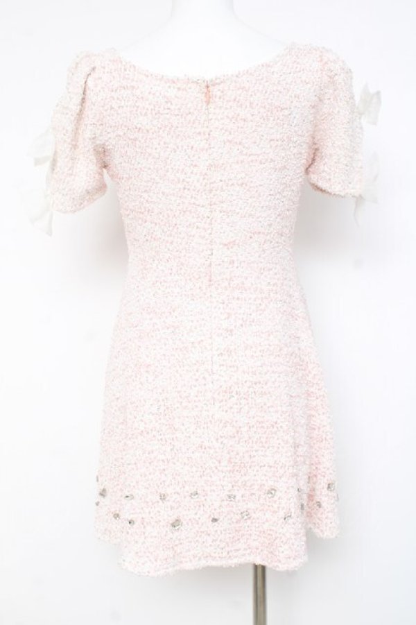 画像2: Swankiss / 裾ビジューツイードワンピース F ピンク Y-26-02-19-174-CA-OP-SZ-ZY (2)